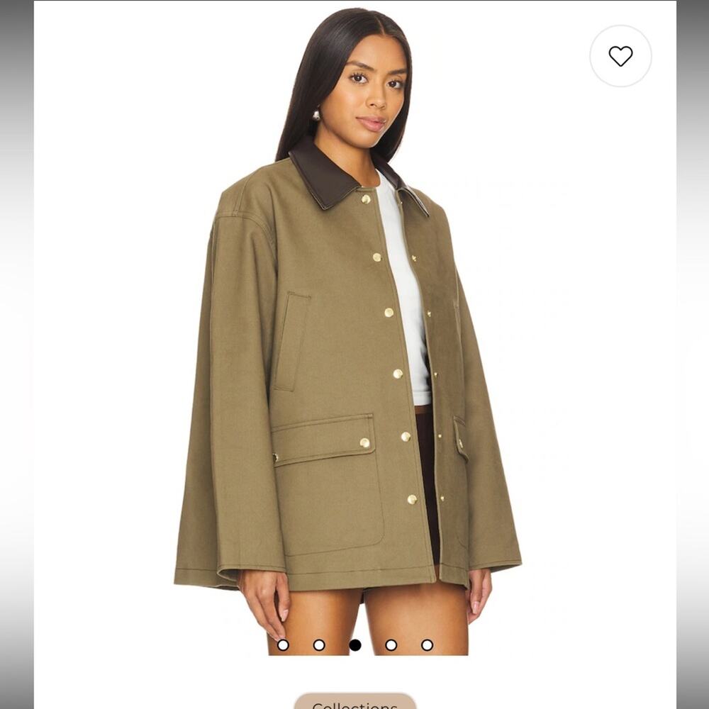 rag & bone Olive Green Jacket with Dark Brown Collar - Picture 3 of 9